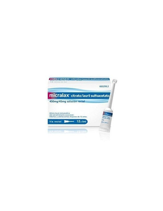 MICRALAX CITRATO/LAURIL SULFOACETATO 450 MG/ML + 45 MG/ML SOLUCION RECTAL 12 ENEMAS 5 ML