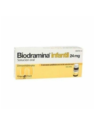 BIODRAMINA INFANTIL 24 MG 5 ENVASES UNIDOSIS SOLUCION ORAL 6 ML 2