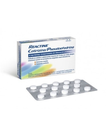REACTINE CETIRIZINA/PSEUDOEFEDRINA 5 MG/120 MG 14 COMPRIMIDOS LIBERACION PROLONGADA 2