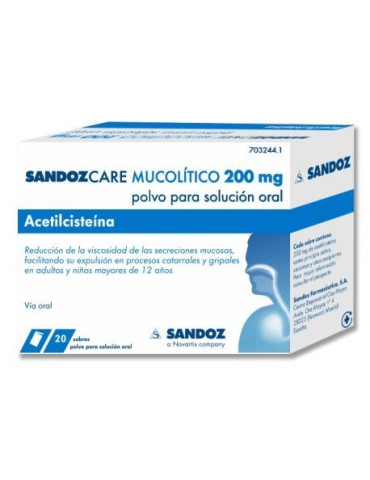 ACETILCISTEINA SANDOZ CARE EFG 200 MG 20 SOBRES POLVO PARA SOLUCION ORAL 2