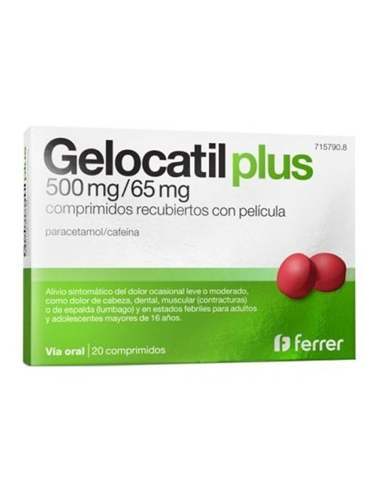 GELOCATIL PLUS 500 MG/65 MG 20 COMPRIMIDOS RECUBIERTOS