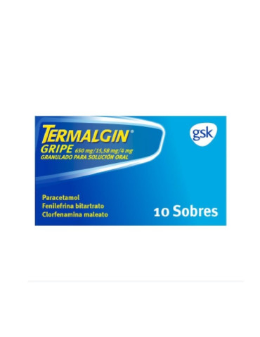 TERMALGIN GRIPE 650 MG/15,58 MG/4 MG 10 SOBRES GRANULADO PARA SOLUCION ORAL 2