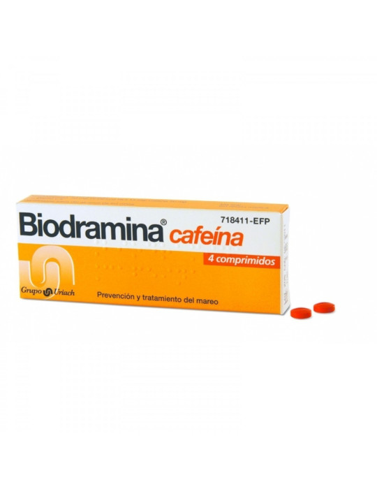 BIODRAMINA CAFEINA 4 COMPRIMIDOS RECUBIERTOS