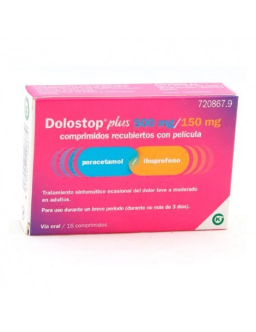 DOLOSTOP PLUS 500 MG/150 MG 16 COMPRIMIDOS RECUBIERTOS 2
