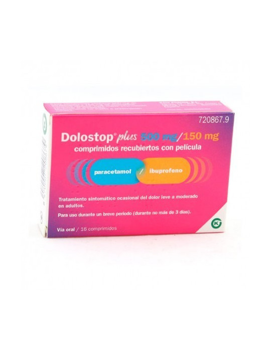 DOLOSTOP PLUS 500 MG/150 MG 16 COMPRIMIDOS RECUBIERTOS