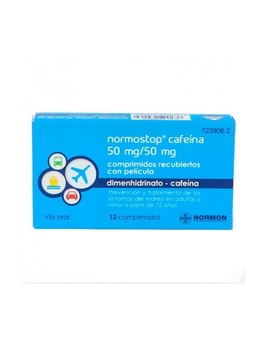 NORMOSTOP CAFEINA 50 MG/50 MG 12 COMPRIMIDOS RECUBIERTOS