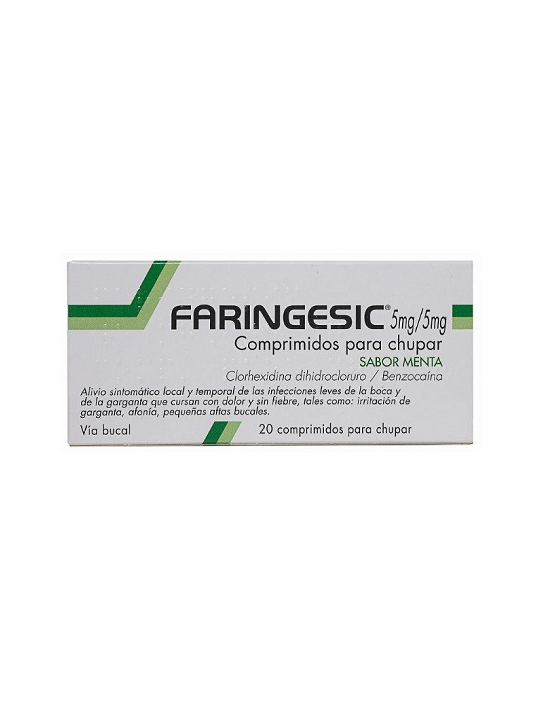 FARINGESIC 5 MG/5 MG 20 COMPRIMIDOS PARA CHUPAR (SABOR MENTA)