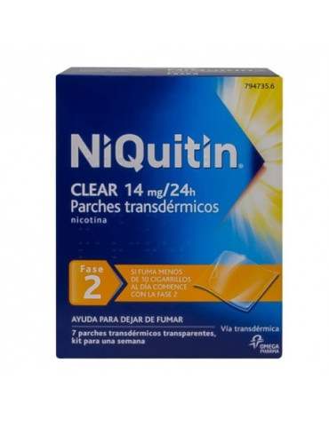 NIQUITIN CLEAR 14 MG/24 H 14 PARCHES TRANSDERMICOS 78 MG 2