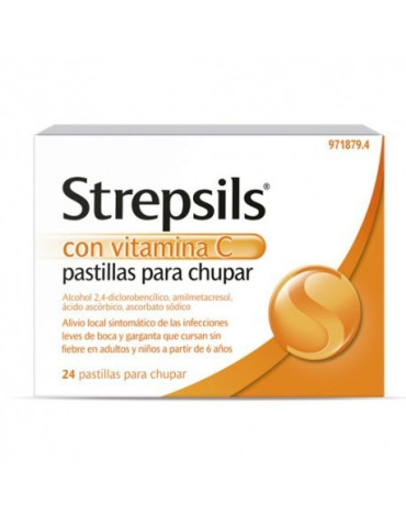 STREPSILS CON VITAMINA C 24 PASTILLAS PARA CHUPAR 2