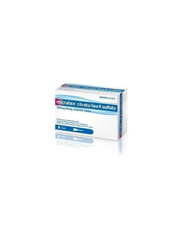 MICRALAX CITRATO/LAURIL SULFOACETATO 450 MG/ML + 45 MG/ML SOLUCION RECTAL 4 ENEMAS 5 ML 2