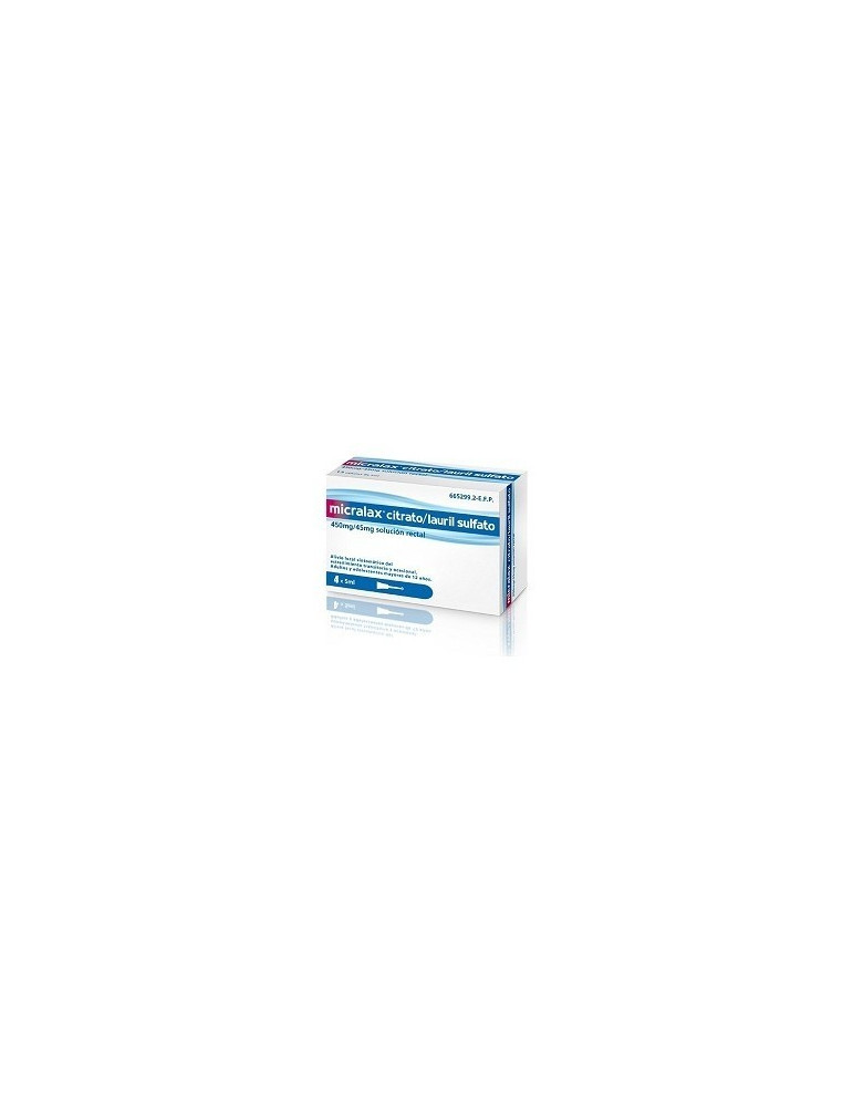 MICRALAX CITRATO/LAURIL SULFOACETATO 450 MG/ML + 45 MG/ML SOLUCION RECTAL 4 ENEMAS 5 ML