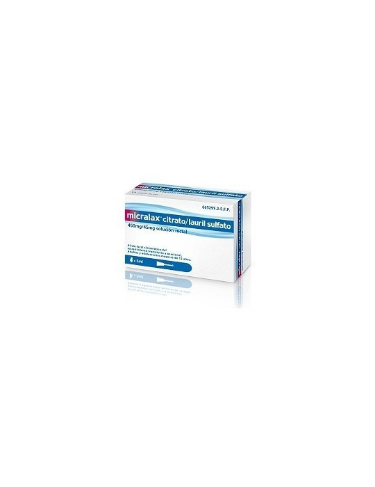 MICRALAX CITRATO/LAURIL SULFOACETATO 450 MG/ML + 45 MG/ML SOLUCION RECTAL 4 ENEMAS 5 ML