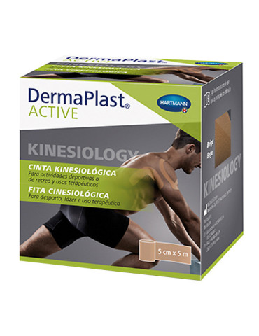 DERMAPLAST ACTIVE CINTA KINESIOLOGICA  1 UNIDAD 5 M X 5 CM COLOR BEIGE
