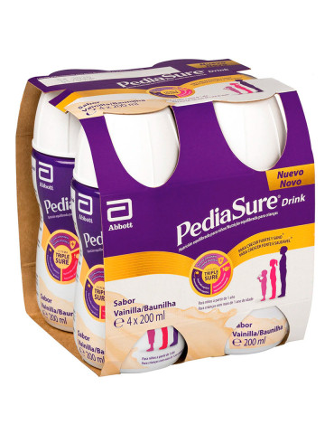 PEDIASURE DRINK 4 BOTELLAS 200 ML SABOR VAINILLA