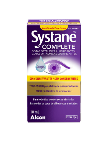 SYSTANE COMPLETE GOTAS OFTALMICAS LUBRICANTES SIN CONSERVANTES 1 FRASCO 10 ML
