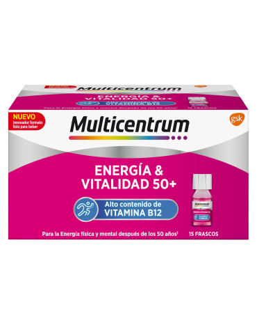 MULTICENTRUM ENERGIA & VITALIDAD 50+ 15 FRASCOS 7 ML SABOR FRAMBUESA