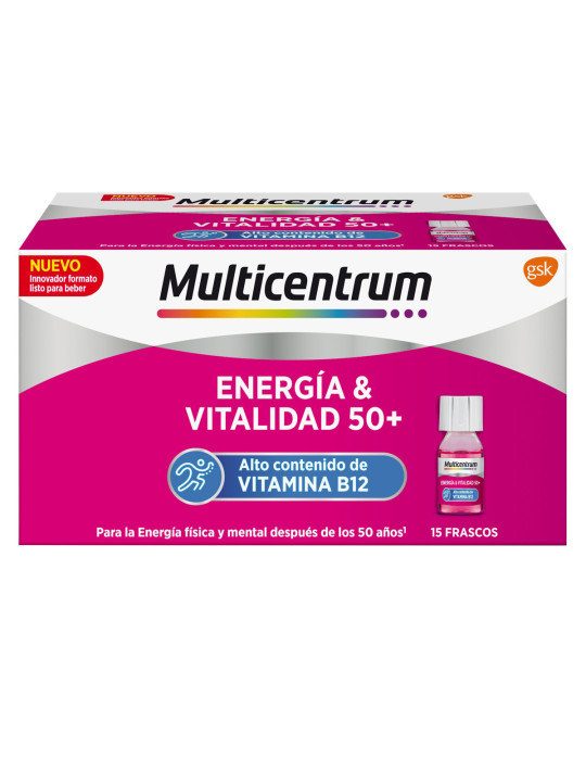 MULTICENTRUM ENERGIA & VITALIDAD 50+ 15 FRASCOS 7 ML SABOR FRAMBUESA